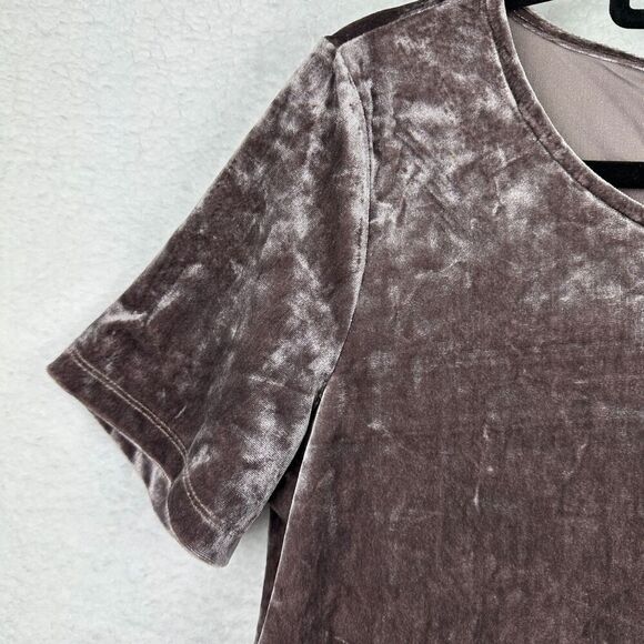 2/$30 Pleione Crushed Velvet Babydoll Top Womens M Y2K Fairy Grunge Bow Metallic - Picture 9 of 12